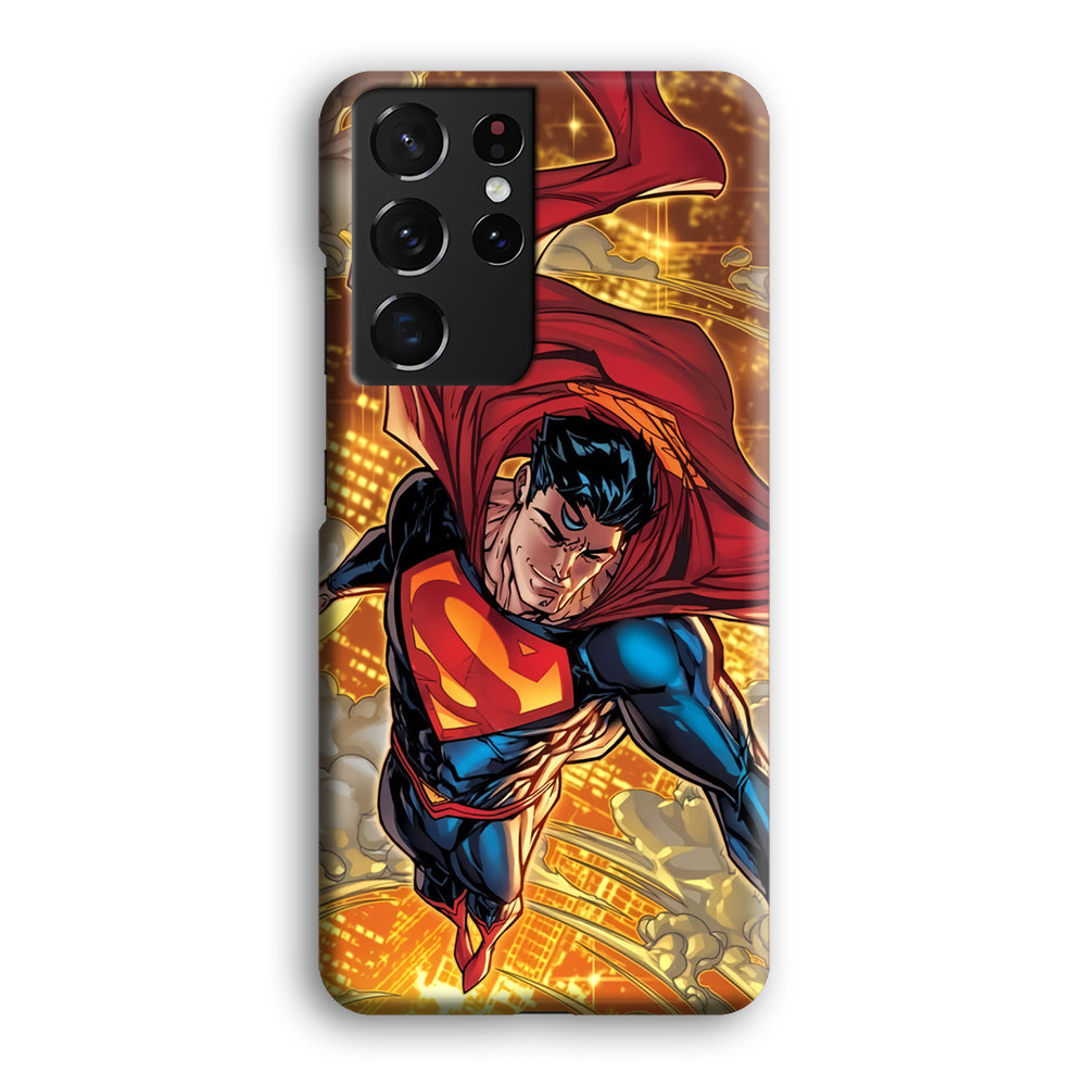 Superman Flying Through The City Samsung Galaxy S21 Ultra Case