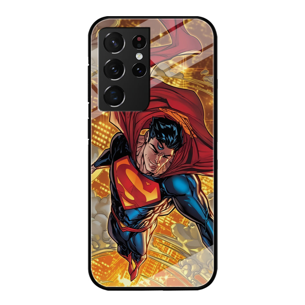 Superman Flying Through The City Samsung Galaxy S21 Ultra Case