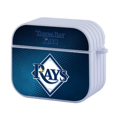 Tampa Bay Rays MLB Diagonal Blue Dot Patern Apple Airpods 4 Case White