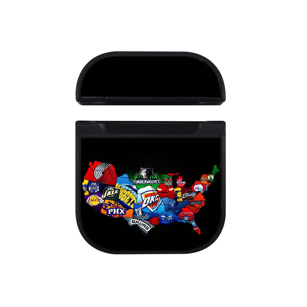 Team NBA Map Apple Airpods Case Black