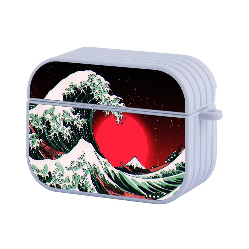 The Great Wave Red Moon Apple Airpods Pro 2 Case White