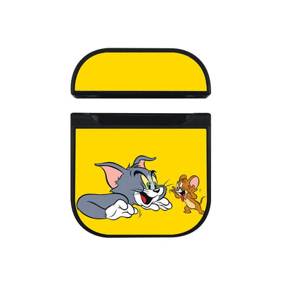 Tom and Jerry Yellow Background Apple Airpods Case Black