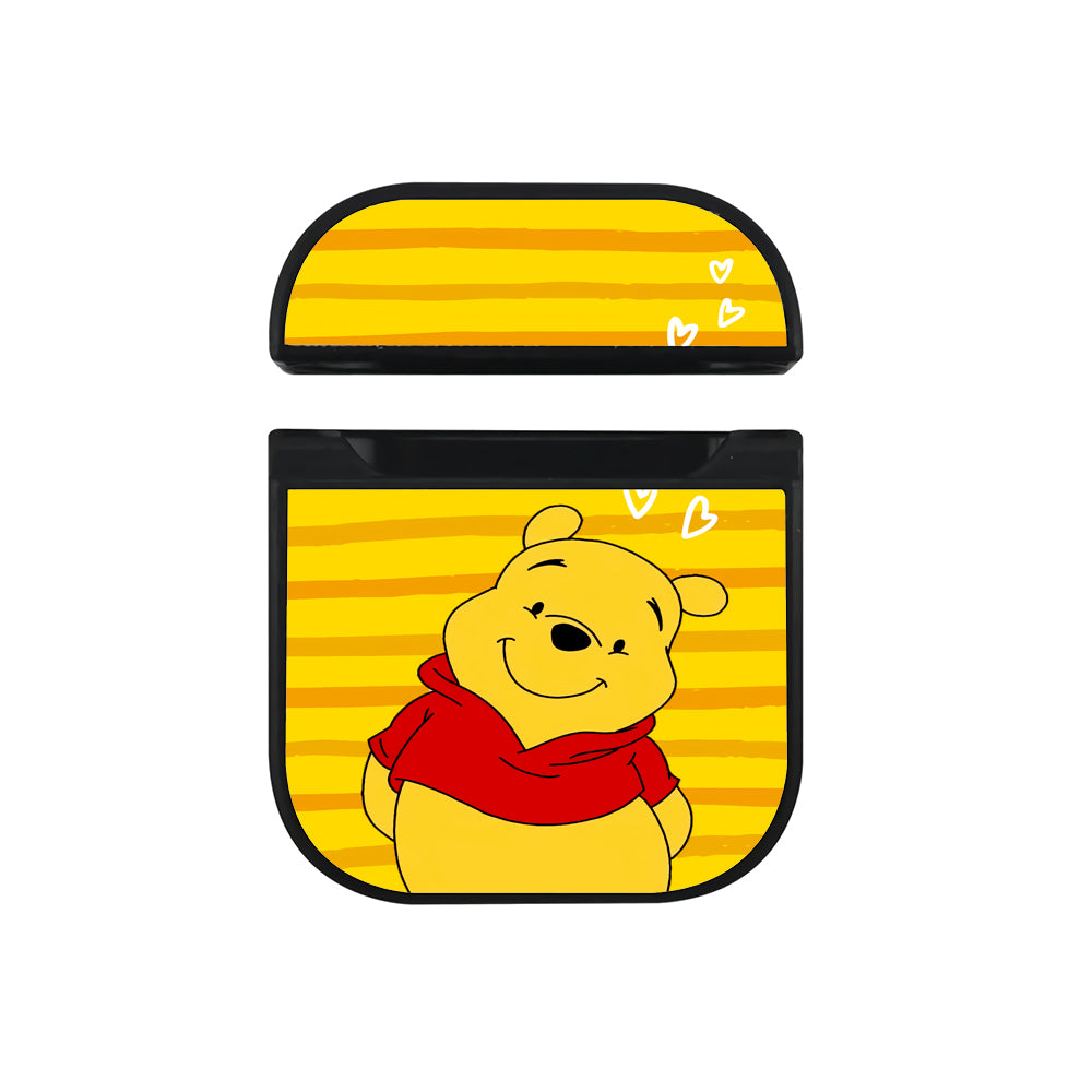 Winnie The Pooh Stripe And Love Apple Airpods Case Black