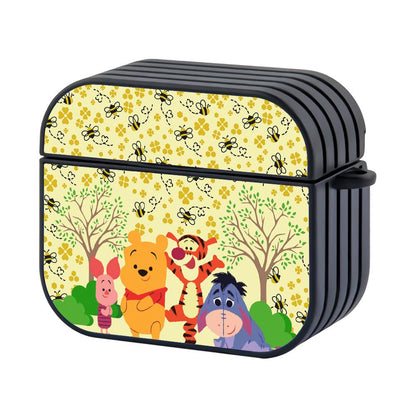 Winnie The Pooh on Honey Bee Field Apple Airpods 4 Case Black