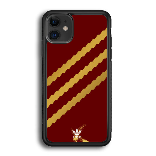 Adidas Stripe Royal Gold Maroon iPhone 12 Case