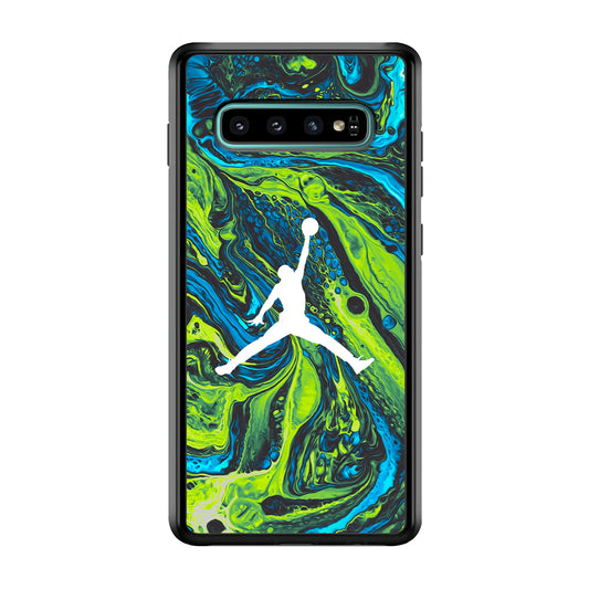 Air Jordan Green Liquid Marble Samsung Galaxy S10 Case