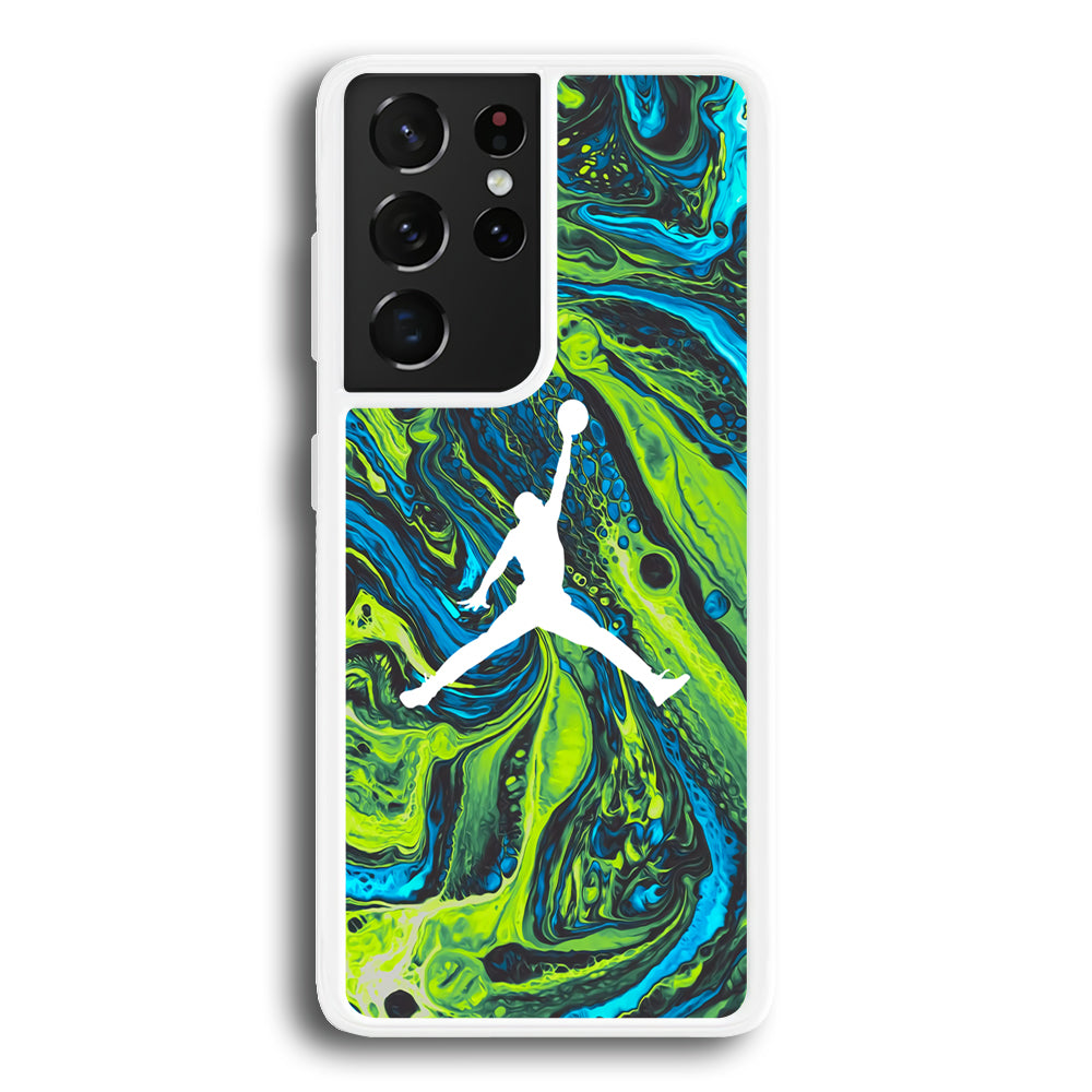 Air Jordan Green Liquid Marble Samsung Galaxy S21 Ultra Case