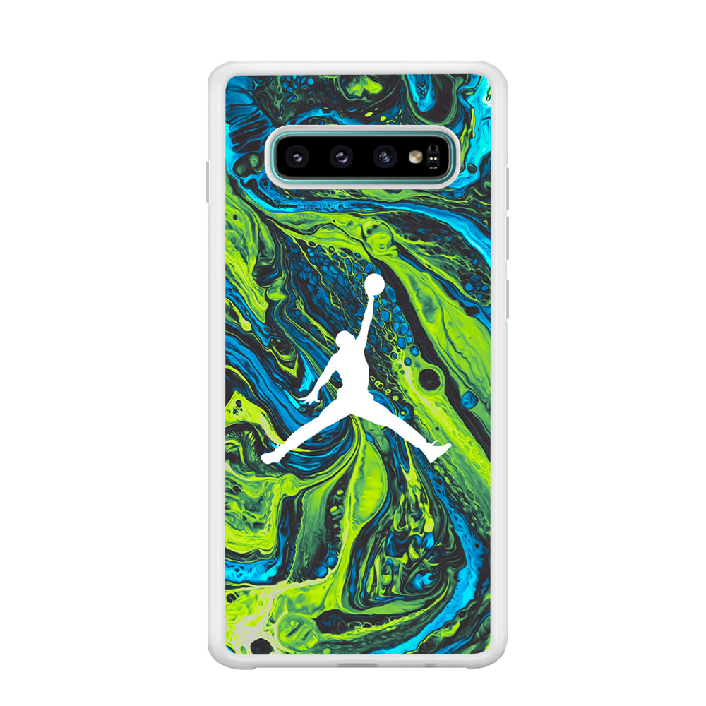 Air Jordan Green Liquid Marble Samsung Galaxy S10 Case