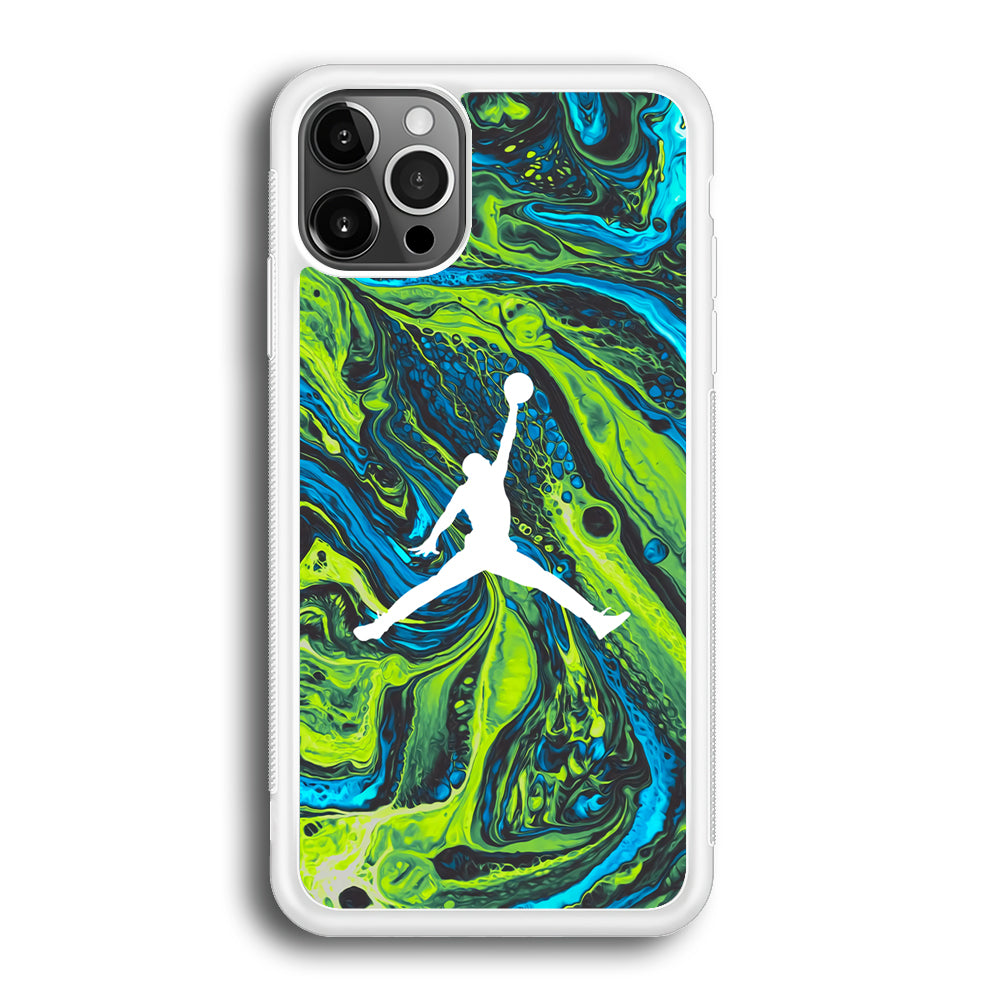 Air Jordan Green Liquid Marble iPhone 12 Pro Case