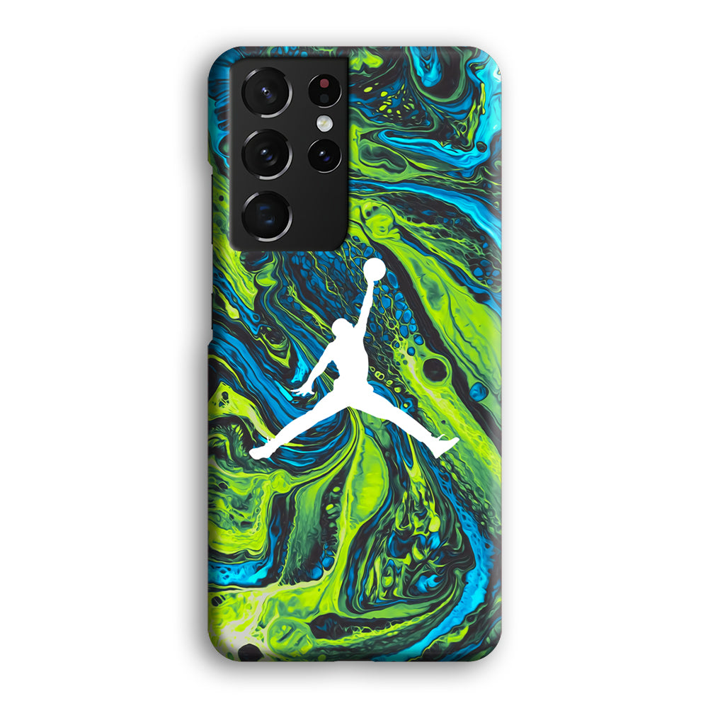 Air Jordan Green Liquid Marble Samsung Galaxy S21 Ultra Case