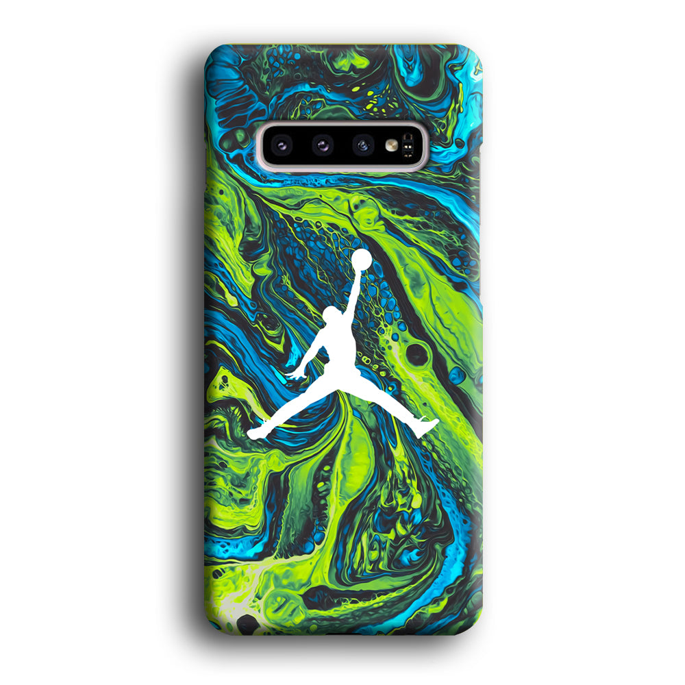 Air Jordan Green Liquid Marble Samsung Galaxy S10 Case