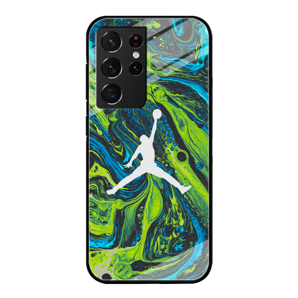 Air Jordan Green Liquid Marble Samsung Galaxy S21 Ultra Case