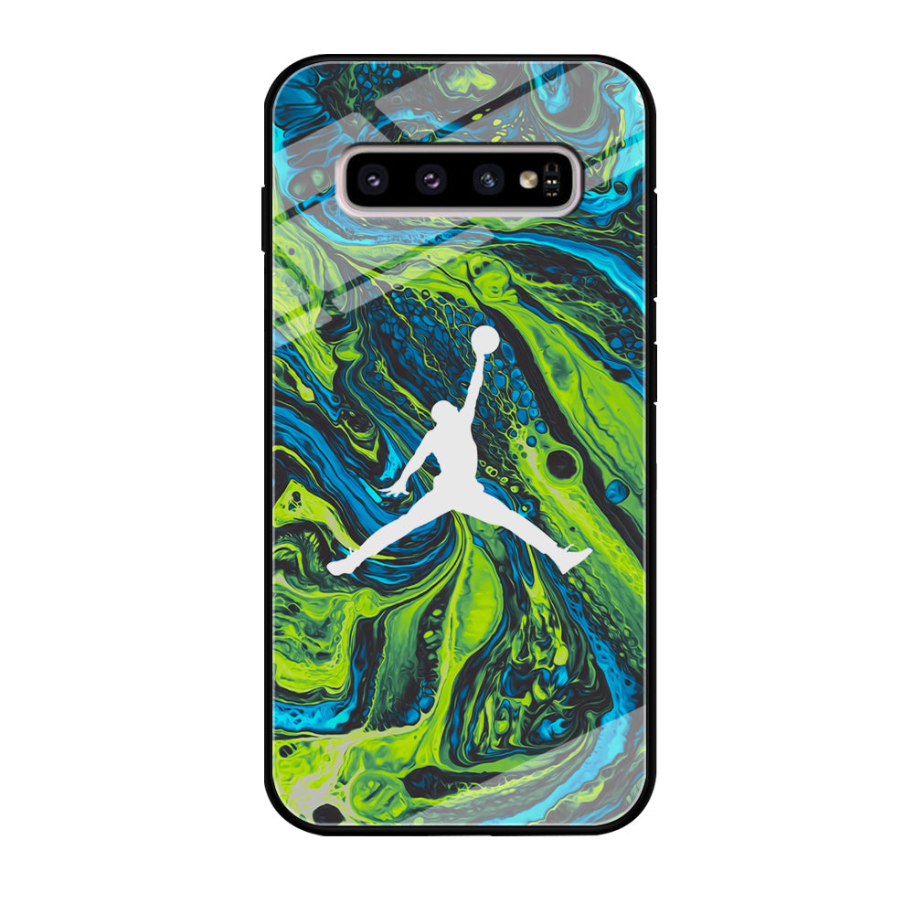 Air Jordan Green Liquid Marble Samsung Galaxy S10 Case