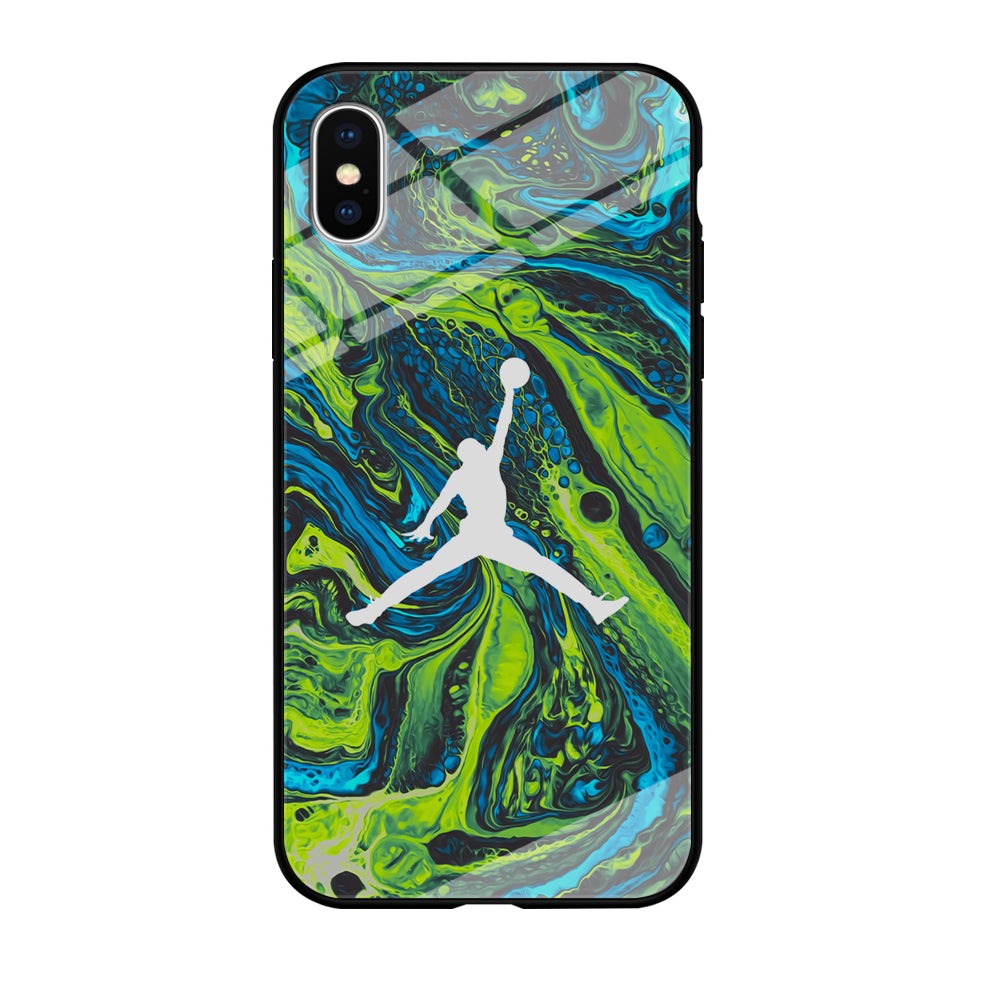 Air Jordan Green Liquid Marble iPhone X Case