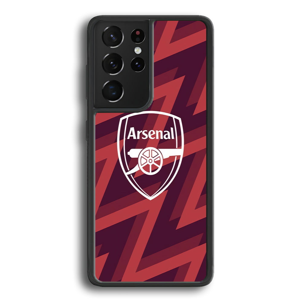 Arsenal Emblem Jersey Pattern Samsung Galaxy S21 Ultra Case