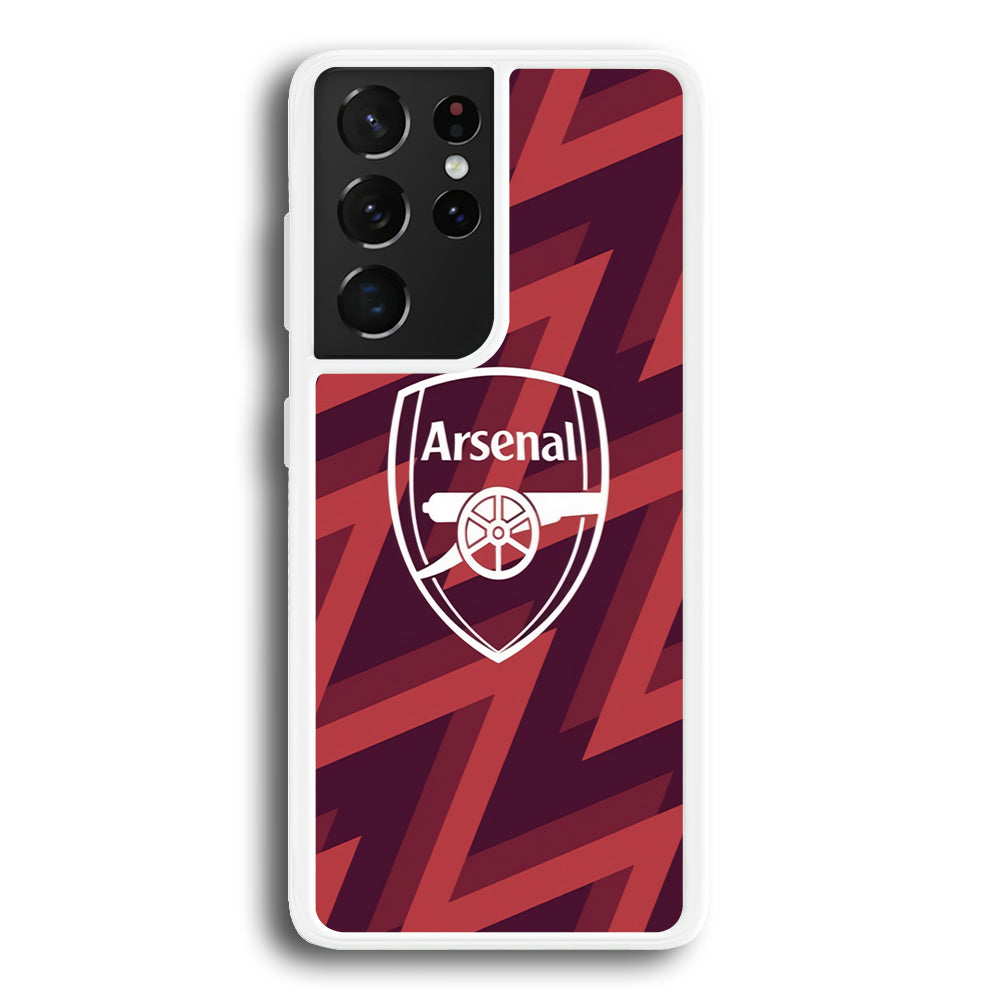 Arsenal Emblem Jersey Pattern Samsung Galaxy S21 Ultra Case