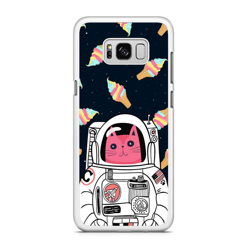 Astrocat in Planet of Ice Cream Samsung Galaxy S8 Plus Case Rubber White (2D Case)