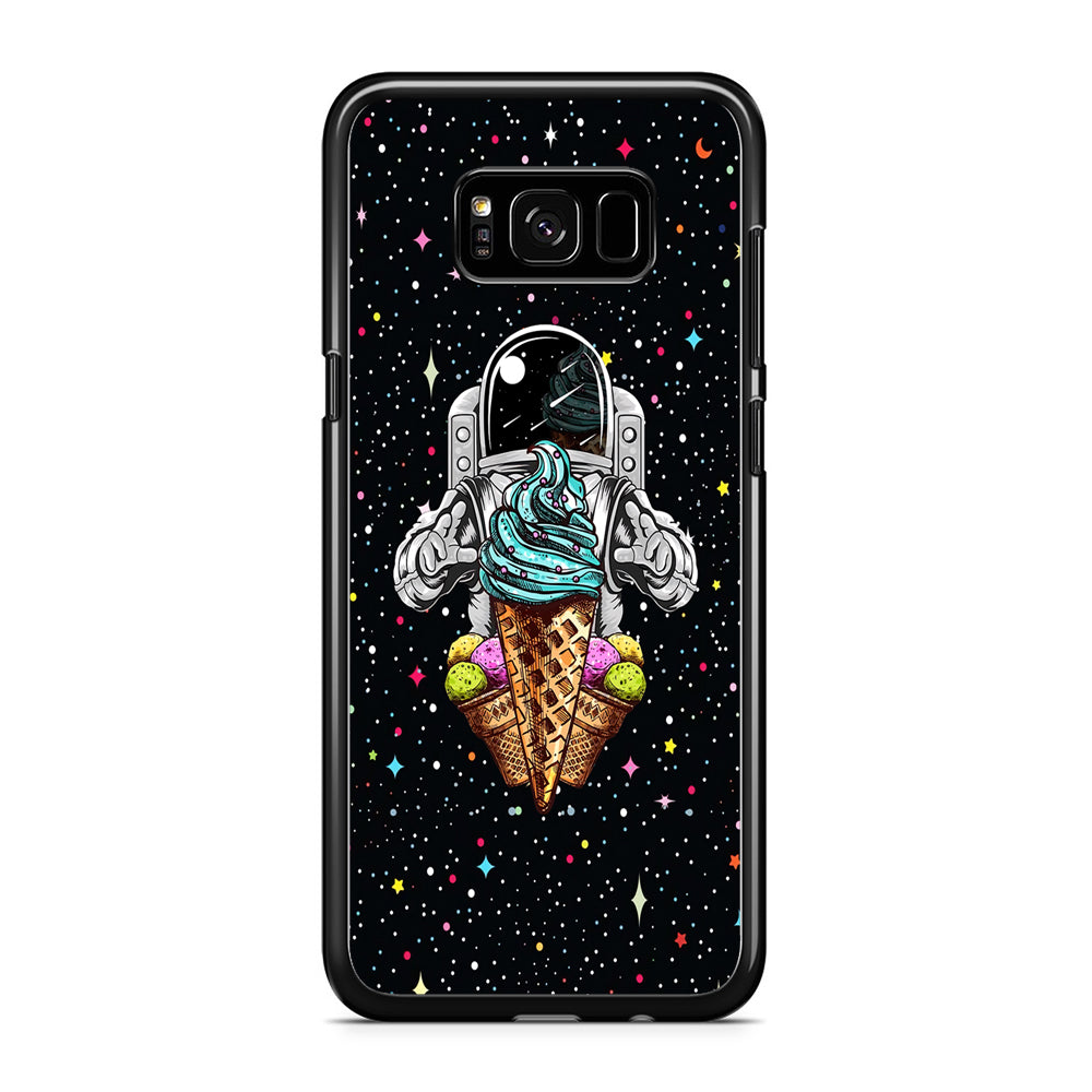 Astronauts Ice Cream Chaser Samsung Galaxy S8 Plus Case Rubber Black (2D Case)