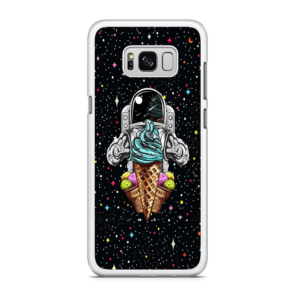 Astronauts Ice Cream Chaser Samsung Galaxy S8 Plus Case Rubber White (2D Case)