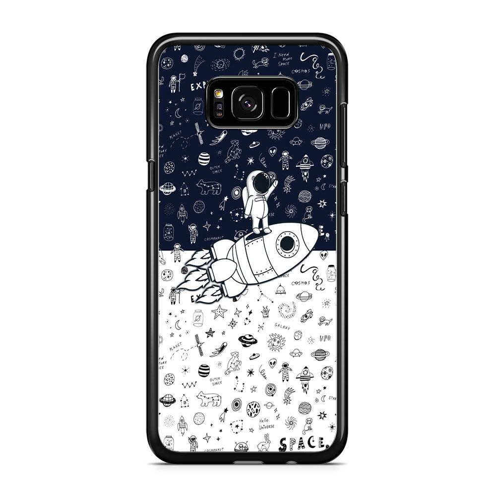 Astronauts Rocket Launcher Samsung Galaxy S8 Plus Case Rubber Black (2D Case)