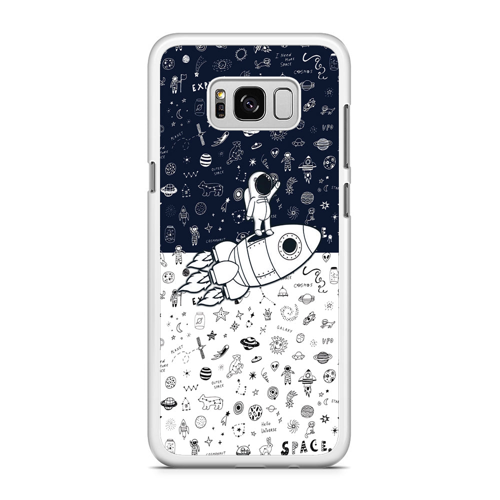 Astronauts Rocket Launcher Samsung Galaxy S8 Plus Case Rubber White (2D Case)