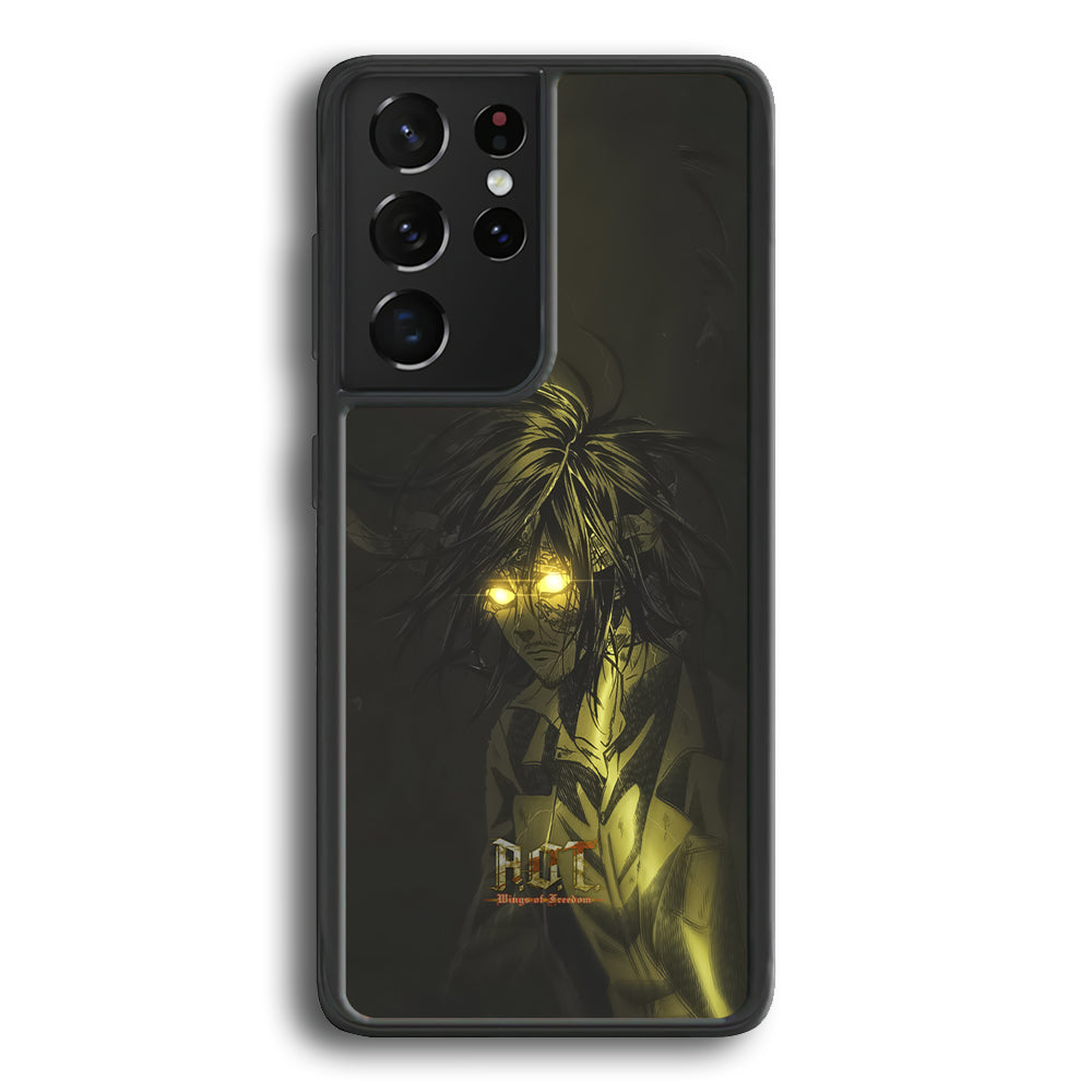 Attack on Titan Flaming Golden Eyes Samsung Galaxy S21 Ultra Case