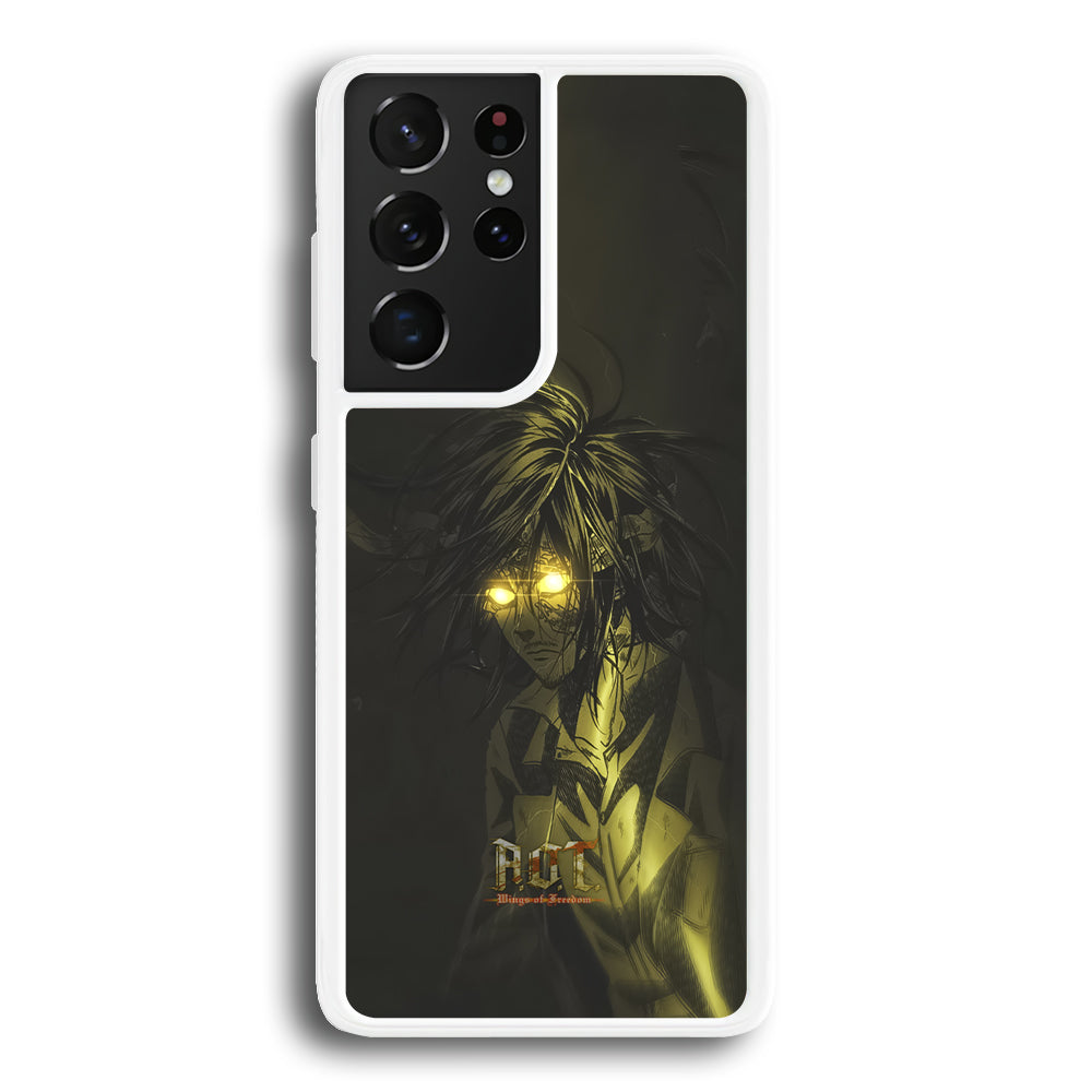 Attack on Titan Flaming Golden Eyes Samsung Galaxy S21 Ultra Case