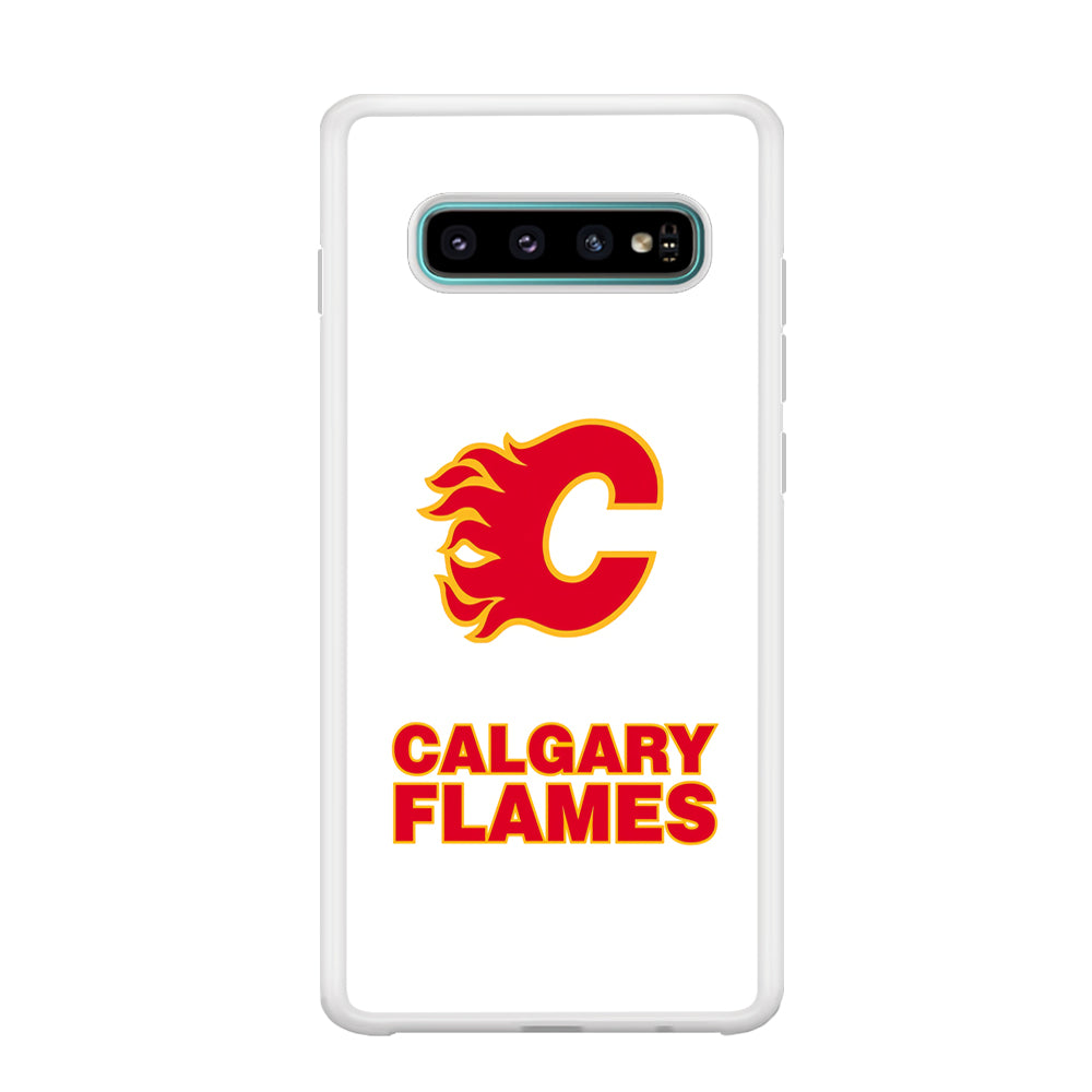 Calgary Flames White Samsung Galaxy S10 Case