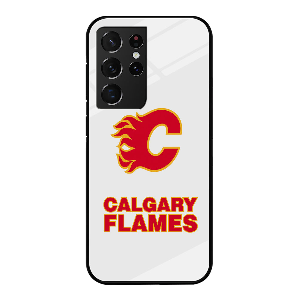 Calgary Flames White Samsung Galaxy S21 Ultra Case