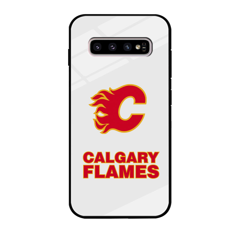 Calgary Flames White Samsung Galaxy S10 Case