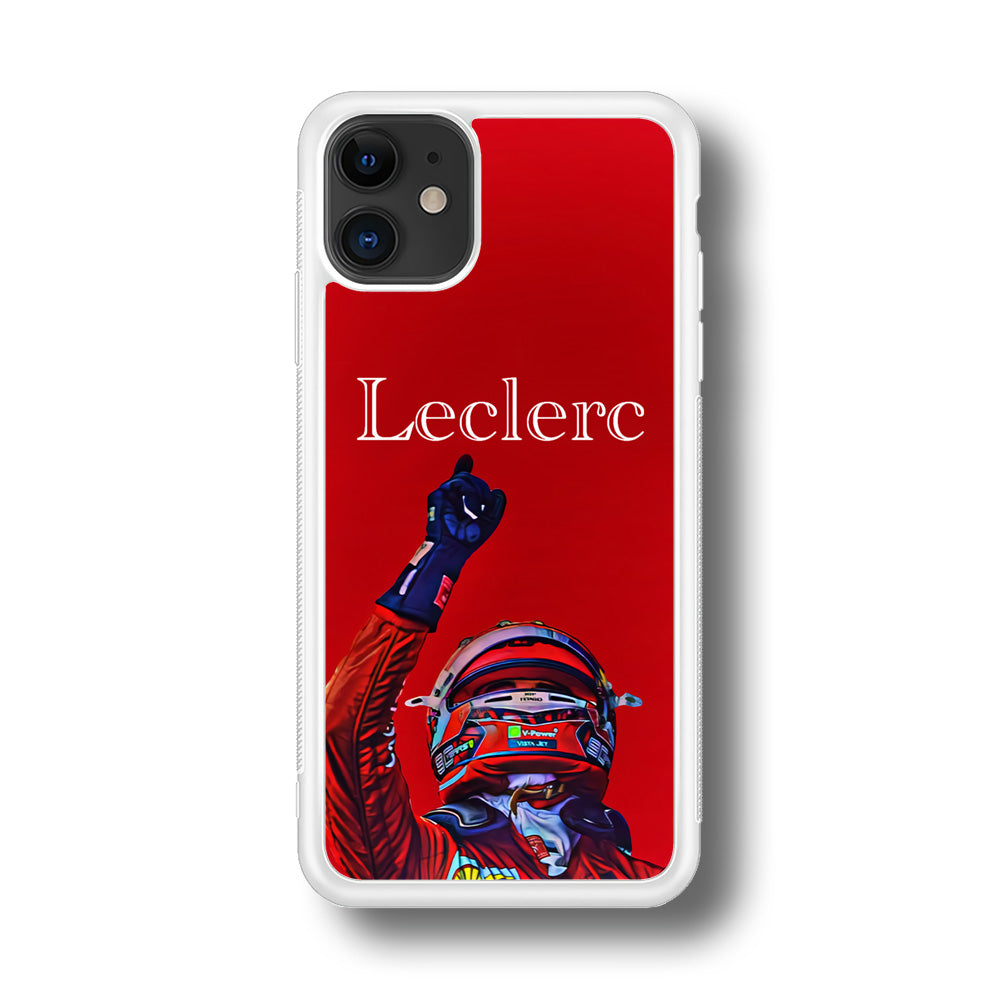 Charles Leclerc Formula 1 iPhone 11 Case Rubber White (2D Case)