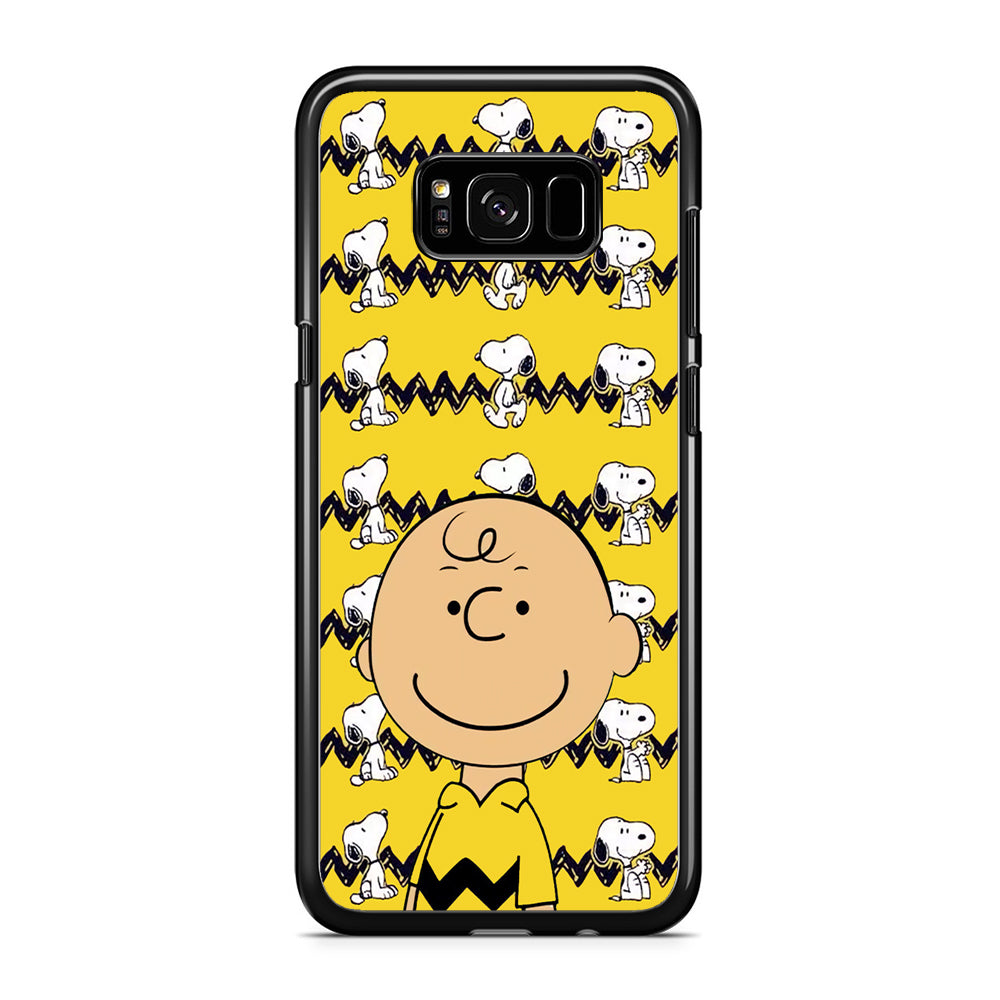 Charlie and Snoopy in Frame Samsung Galaxy S8 Plus Case Rubber Black (2D Case)