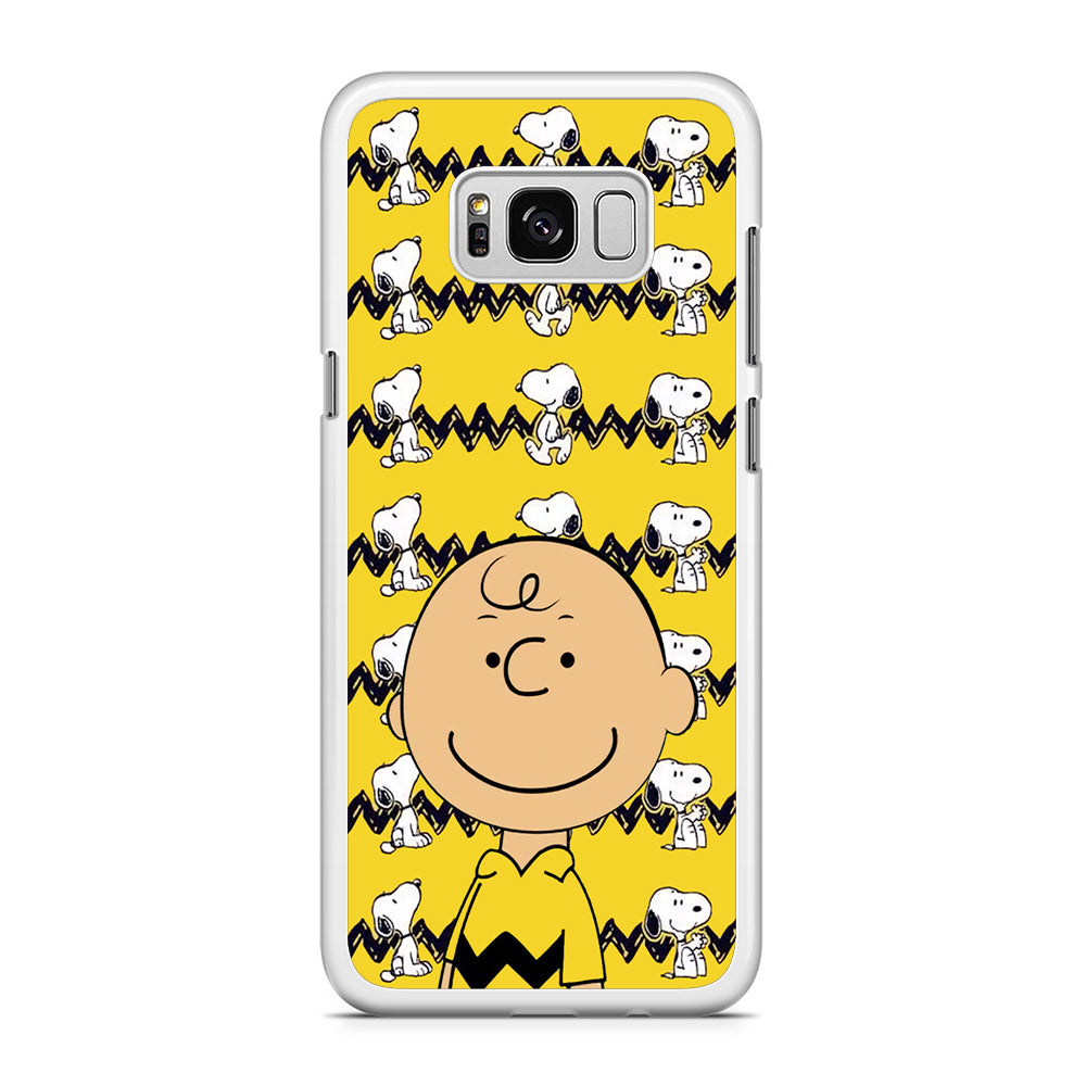 Charlie and Snoopy in Frame Samsung Galaxy S8 Plus Case Rubber White (2D Case)
