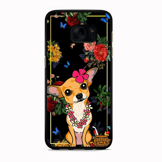 Chihuahua Dog Summer Frame Samsung Galaxy S7 Edge Case
