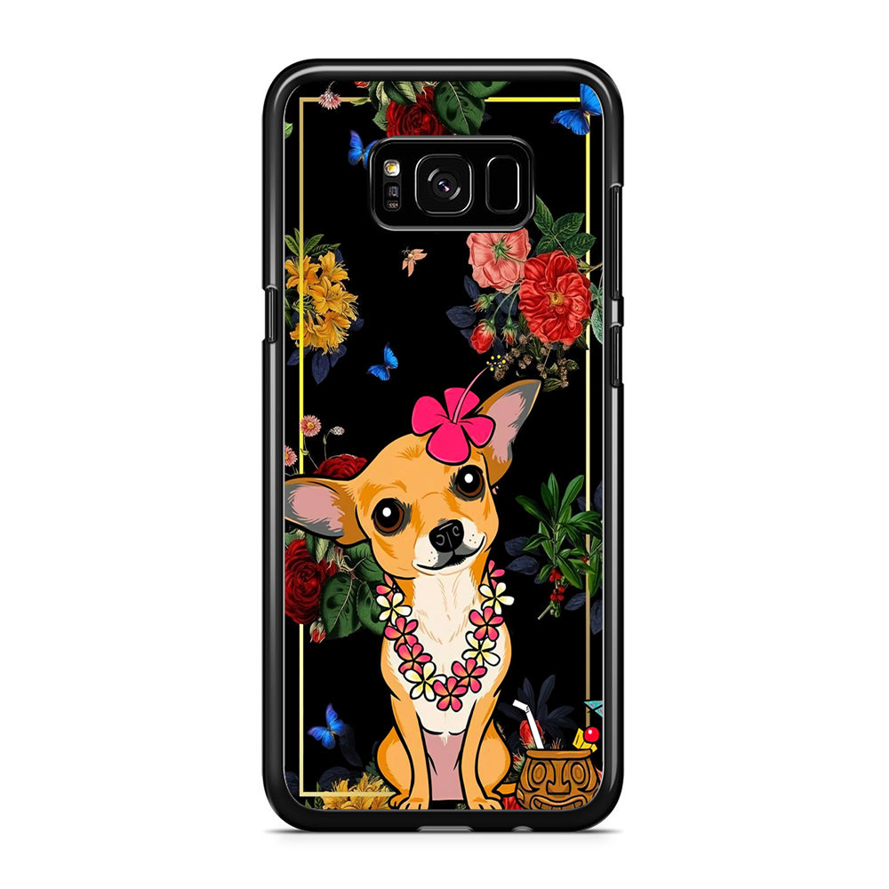 Chihuahua Dog Summer Frame Samsung Galaxy S8 Plus Case Rubber Black (2D Case)