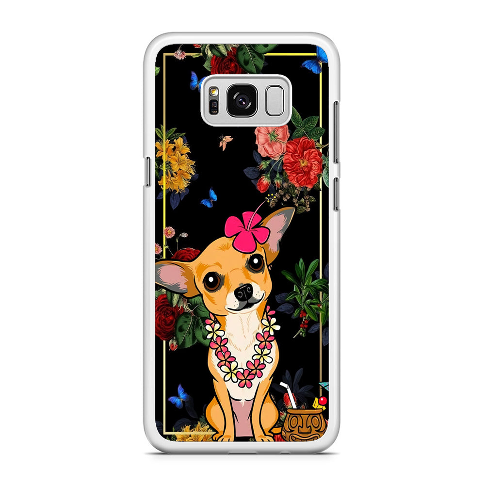 Chihuahua Dog Summer Frame Samsung Galaxy S8 Plus Case Rubber White (2D Case)