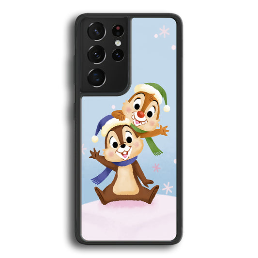 Chip And Dale Happy In Winter Samsung Galaxy S21 Ultra Case