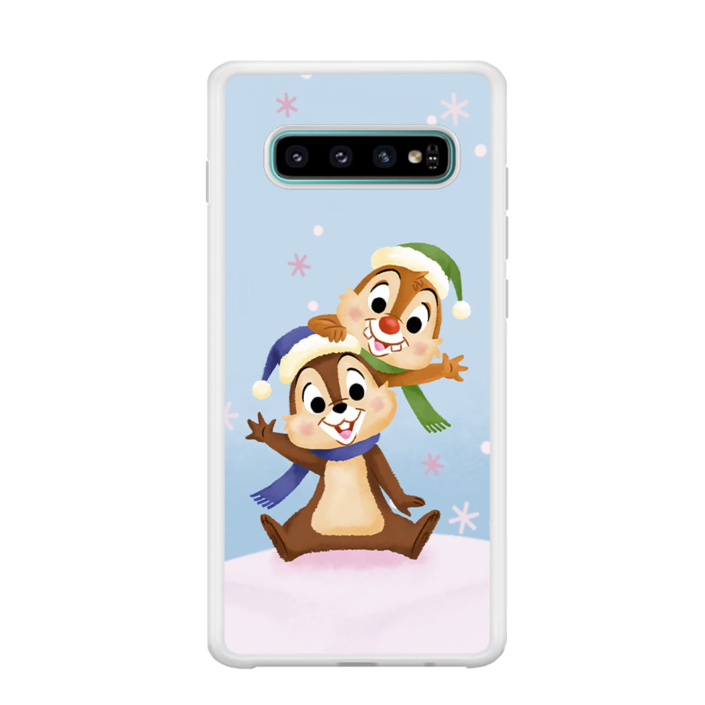 Chip And Dale Happy In Winter Samsung Galaxy S10 Case