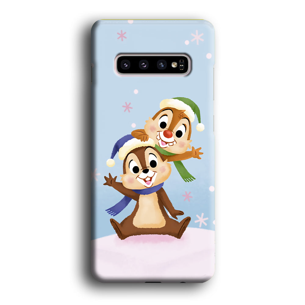 Chip And Dale Happy In Winter Samsung Galaxy S10 Case