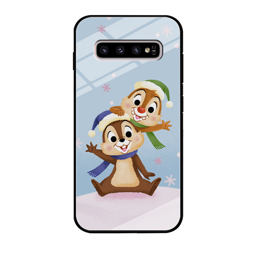 Chip And Dale Happy In Winter Samsung Galaxy S10 Case