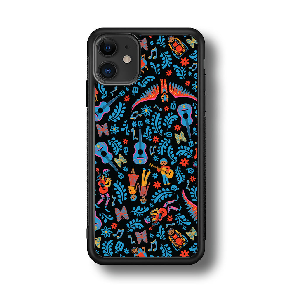 Coco Pattern Aesthetic iPhone 11 Case Rubber Black (2D Case)