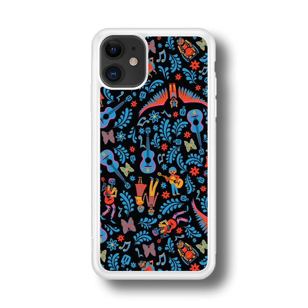 Coco Pattern Aesthetic iPhone 11 Case Rubber White (2D Case)