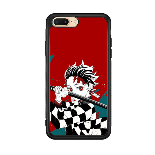 Demon Slayer Deep Blood of Tanjiro iPhone 8 Plus Case