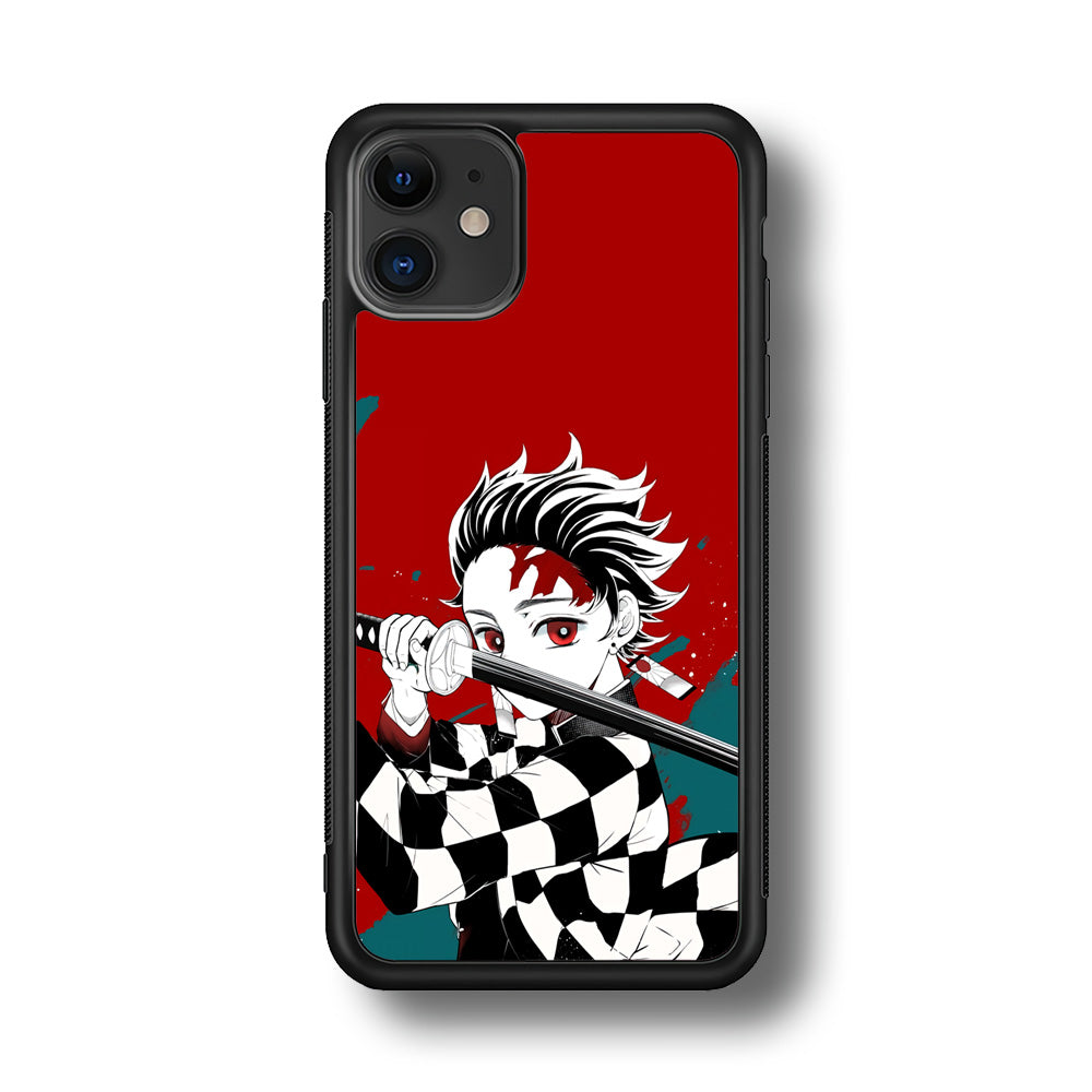 Demon Slayer Deep Blood of Tanjiro iPhone 11 Case