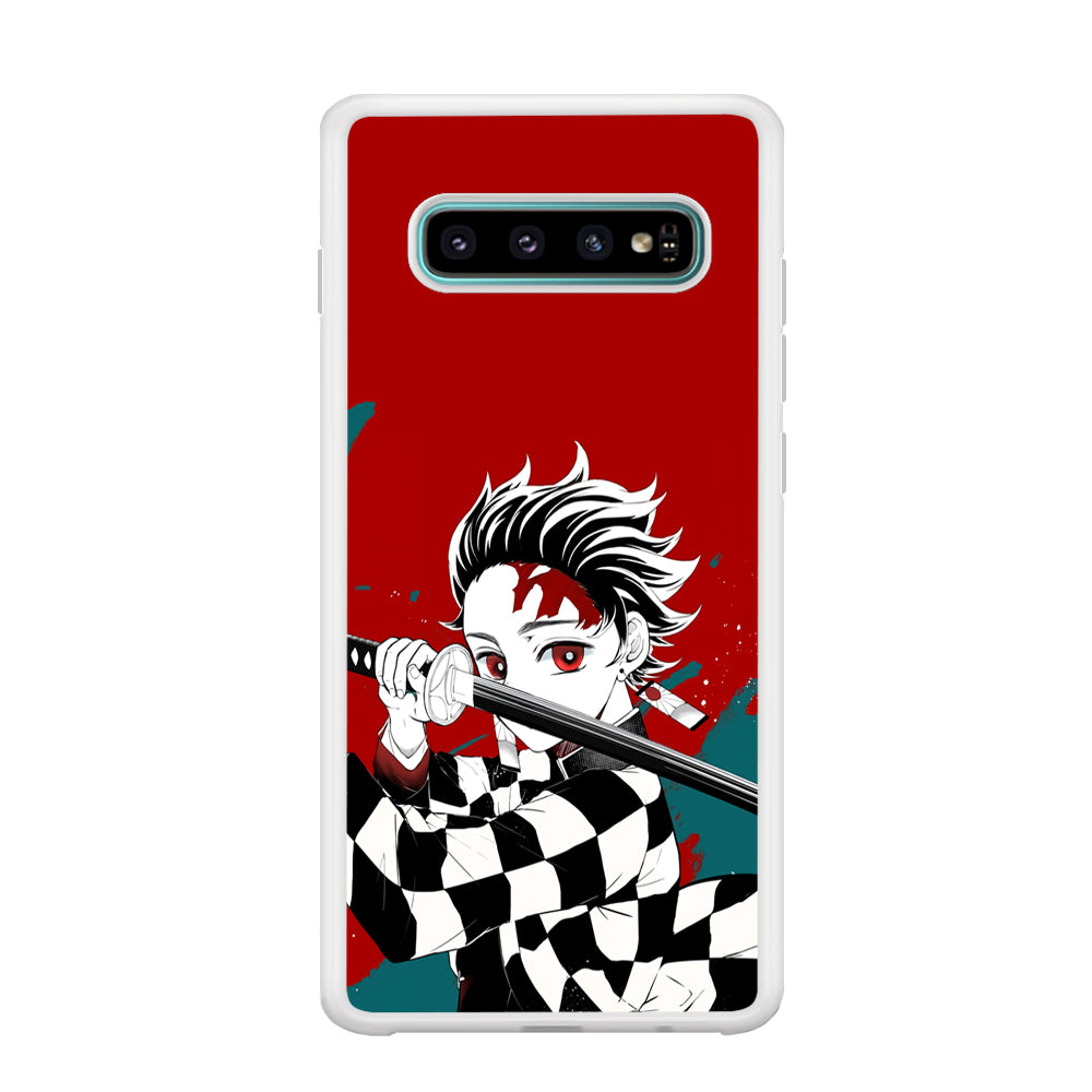 Demon Slayer Deep Blood of Tanjiro Samsung Galaxy S10 Case