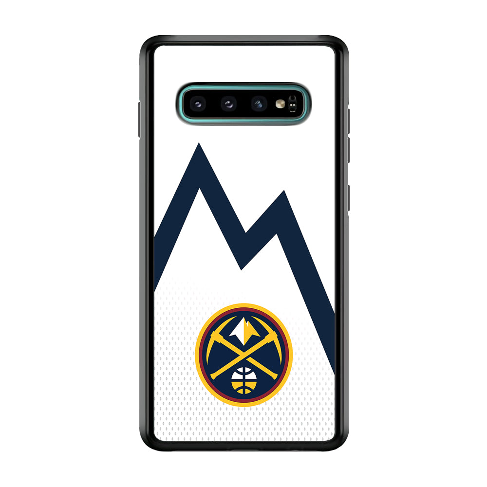 Denver Nuggets Emblem Line In White Samsung Galaxy S10 Case