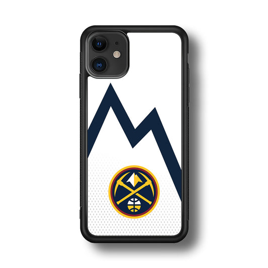 Denver Nuggets Emblem Line In White iPhone 11 Case