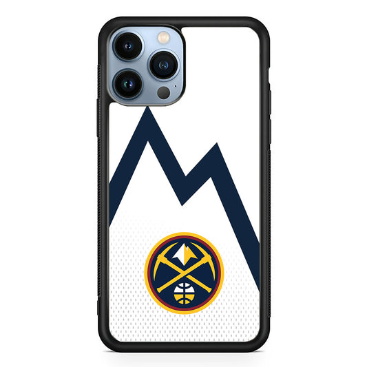 Denver Nuggets Emblem Line In White iPhone 13 Pro Max Case