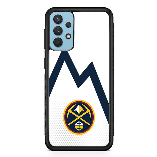 Denver Nuggets Emblem Line In White Samsung Galaxy A32 Case