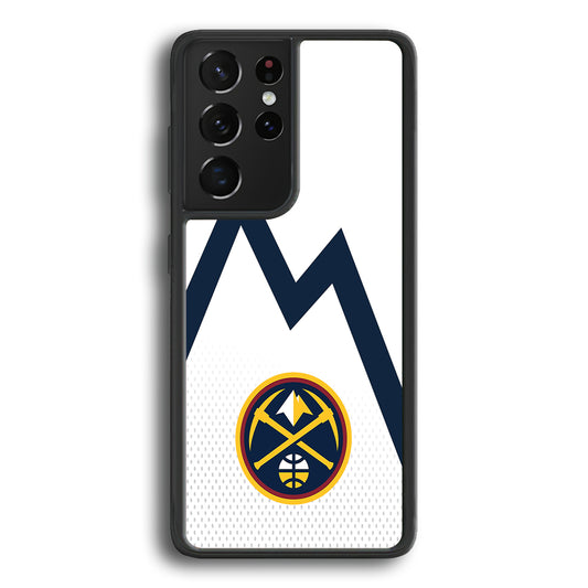 Denver Nuggets Emblem Line In White Samsung Galaxy S21 Ultra Case